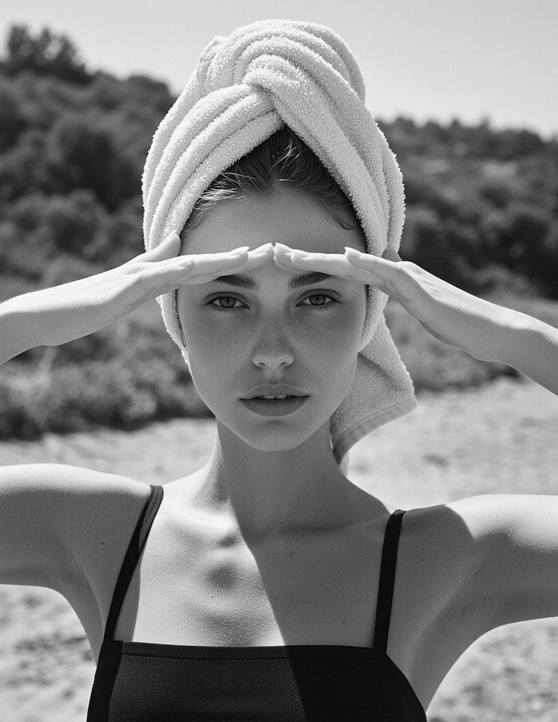 Medium Close-up Vertical Orientation Black And White Photograph Young Woman reference photo