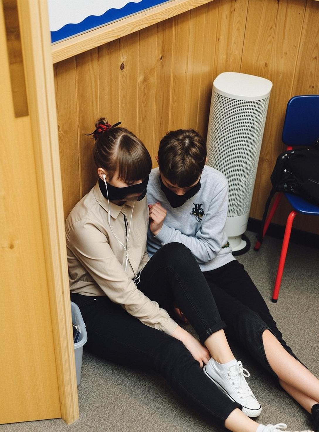 Explore Two People Are Sitting Carpeted Floor