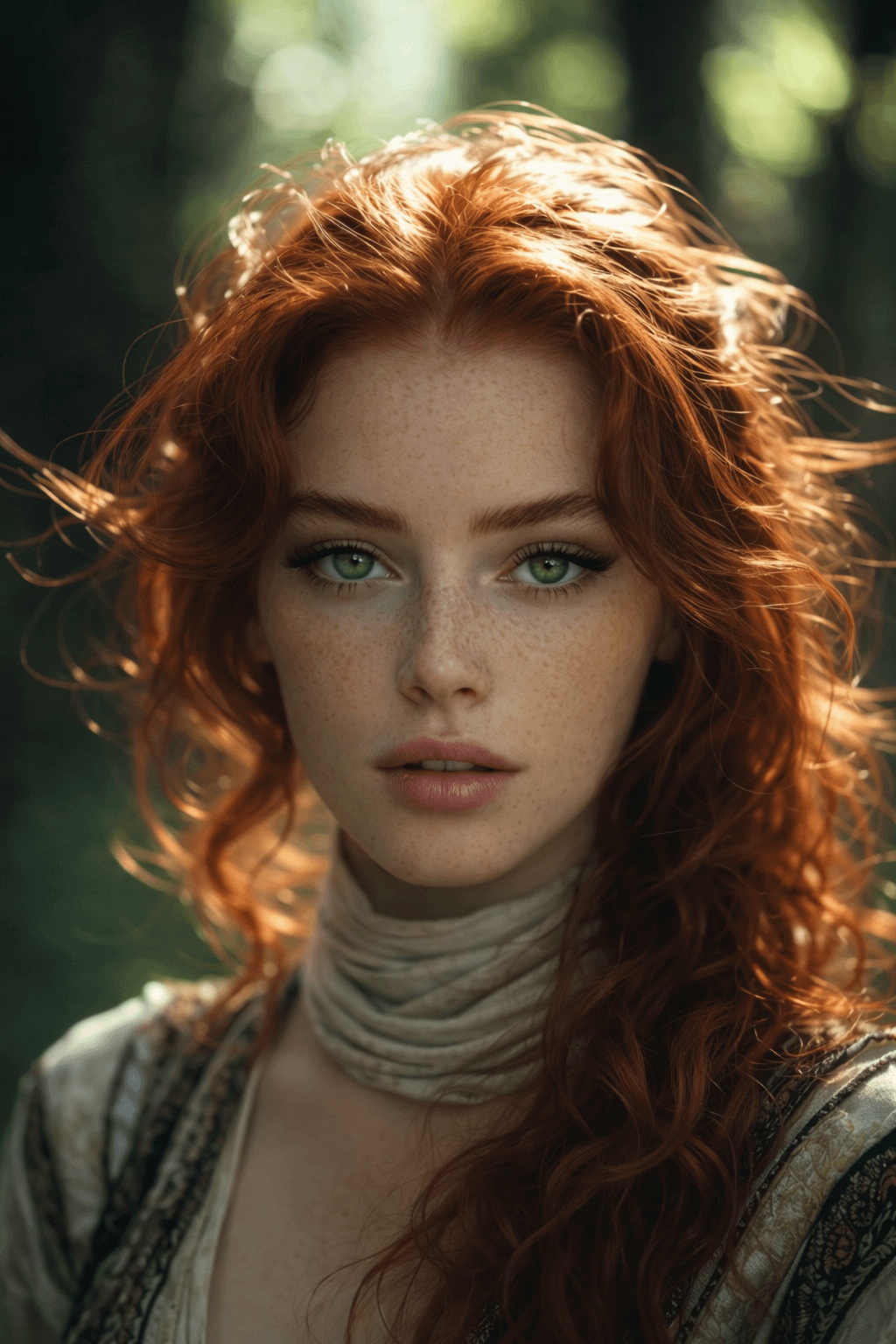 Copper Hair Woodland Portrait Soft Natural Light