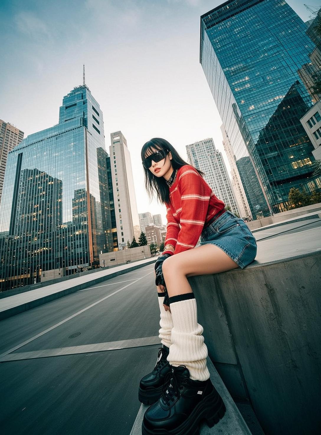 Fisheye Young Dark Straight Bangs Fair Red