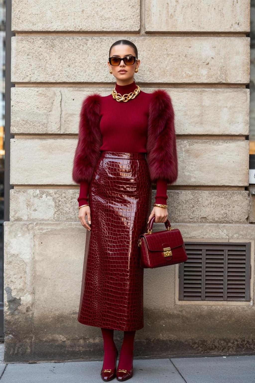 Luxury Pulled Back Fair Burgundy Ribbed Turtleneck