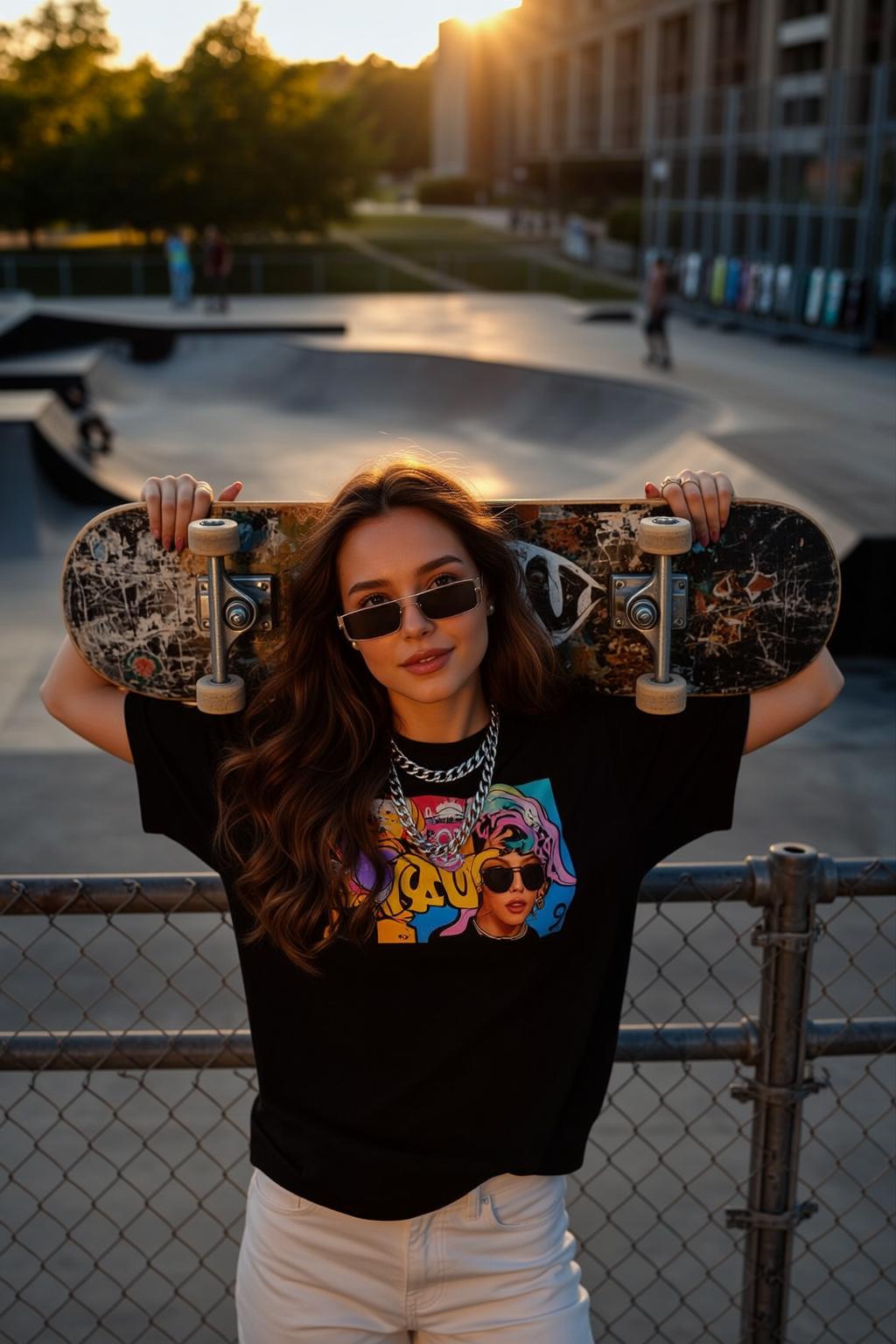 Skater Young Long Wavy Brown Fair Black