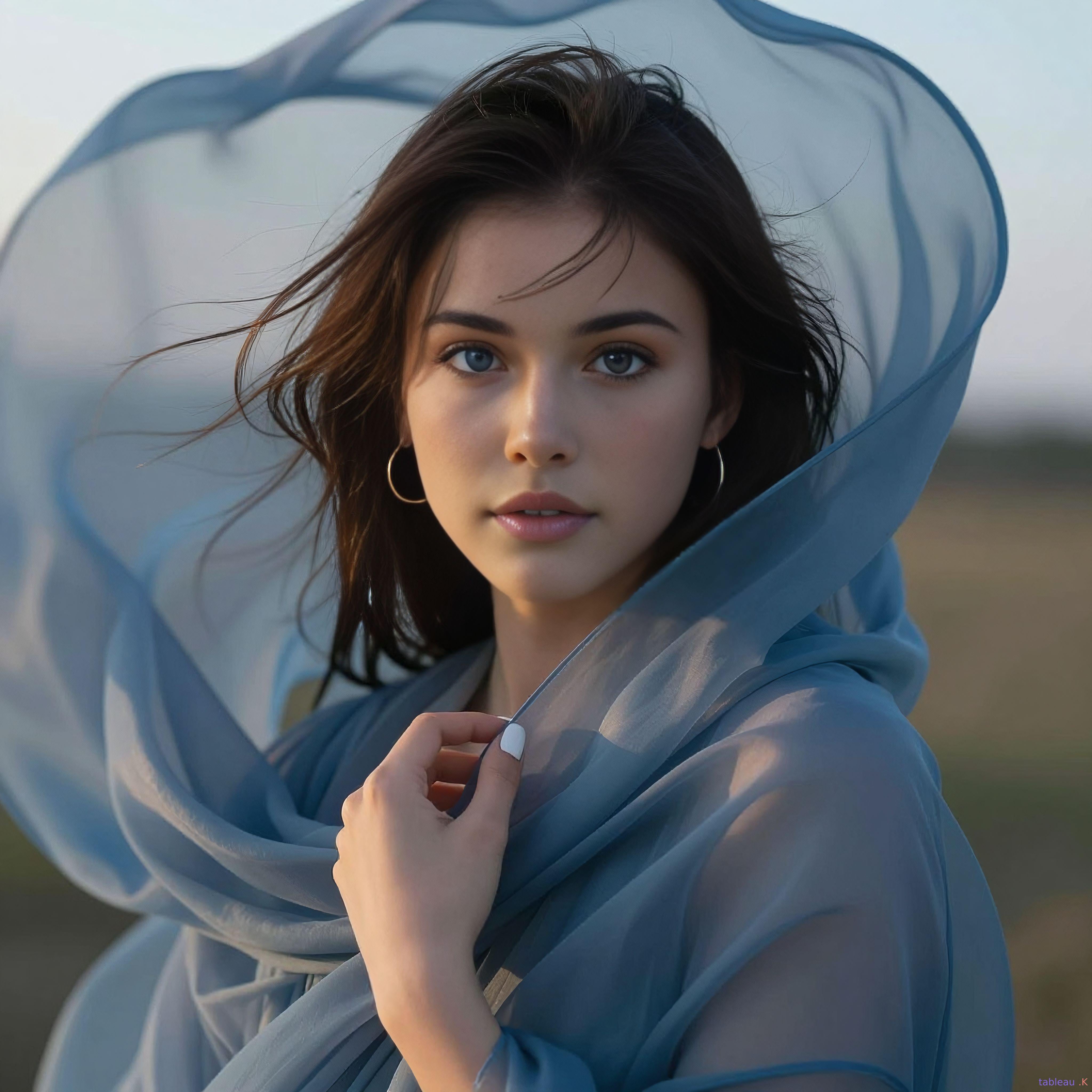 Pale Blue Chiffon Veil Outdoor