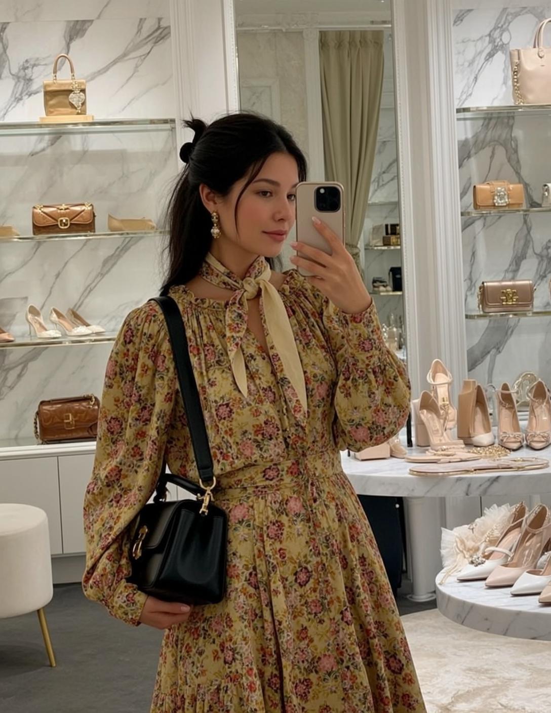 Upscale Boutique Selfie Floral Dress