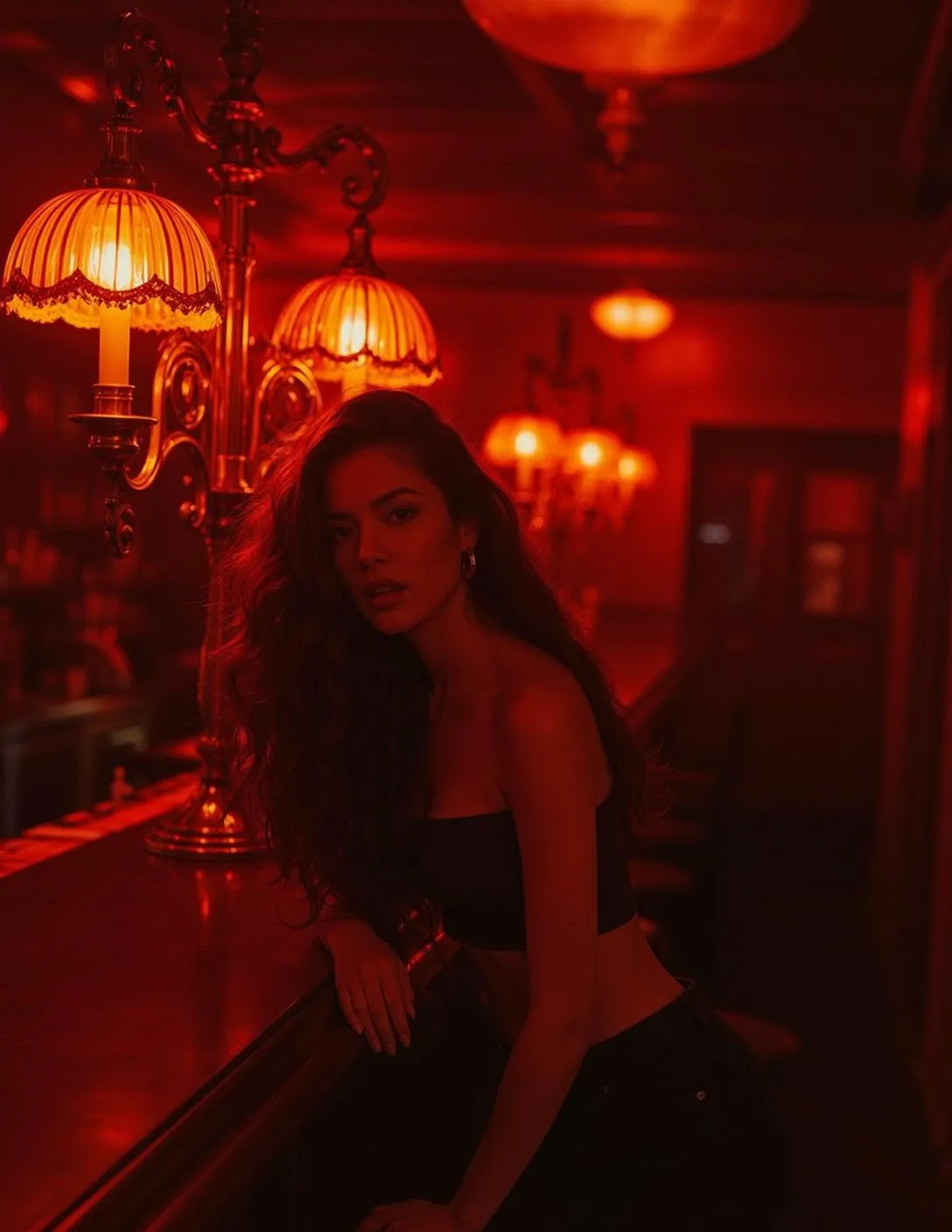 Makeup And Earrings In Bar Portrait