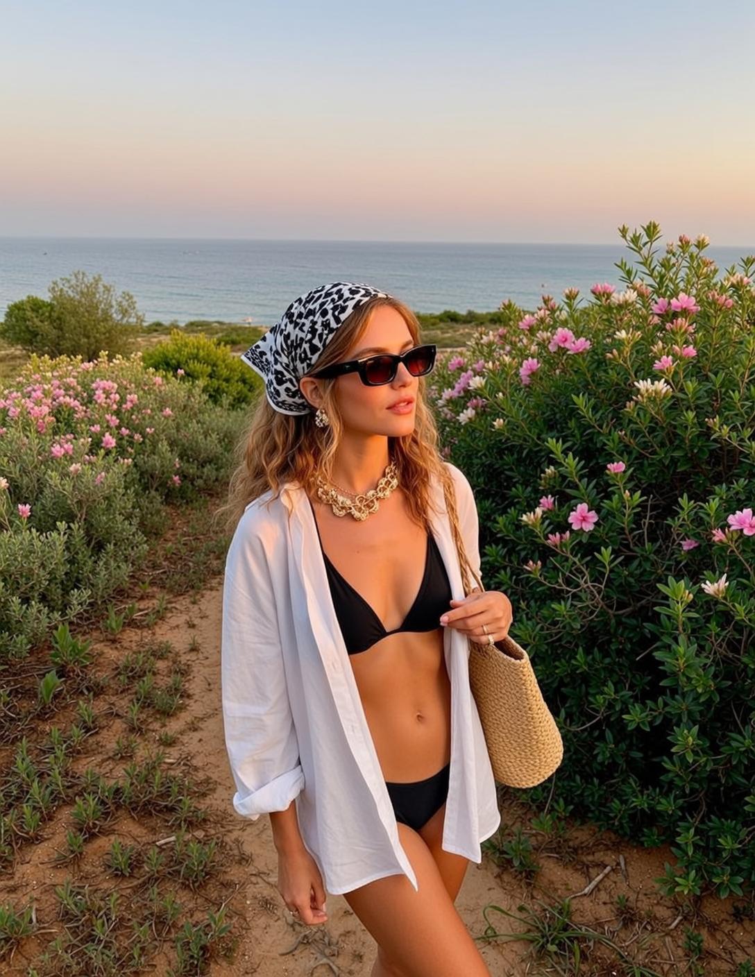 Vacation Young Wavy Blonde Hair Tanned Skin