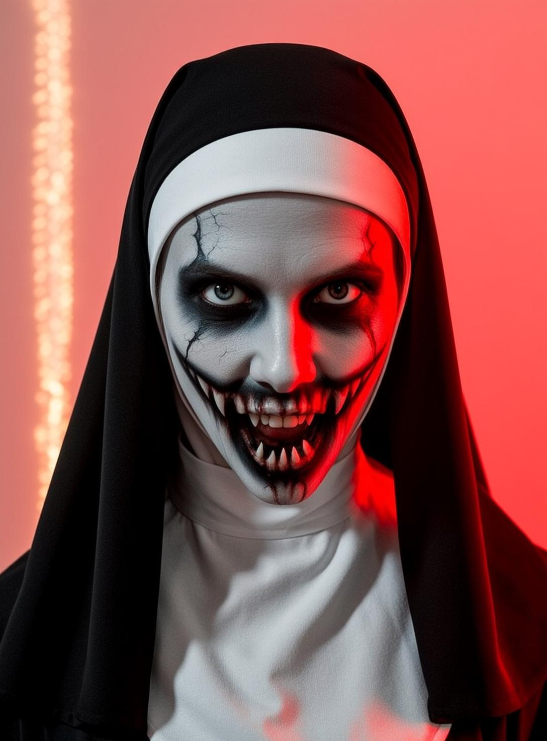 Halloween Makeup Demonic Nun Pale White Black