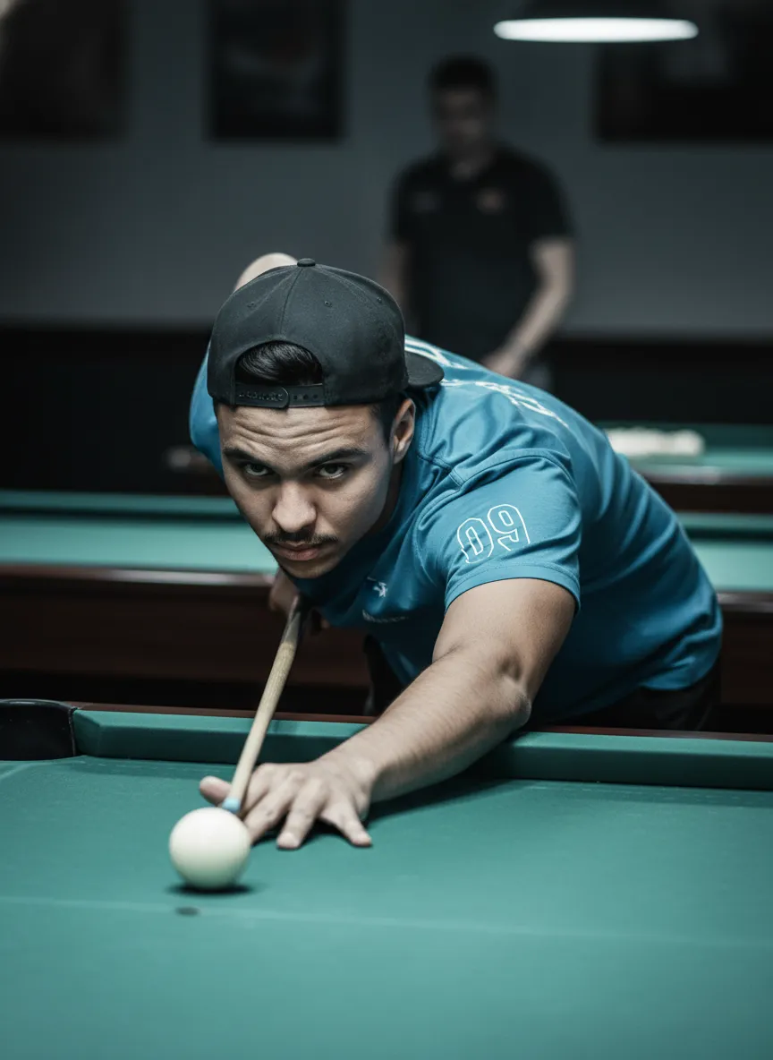 Focused Billiards Player Editorial Portrait