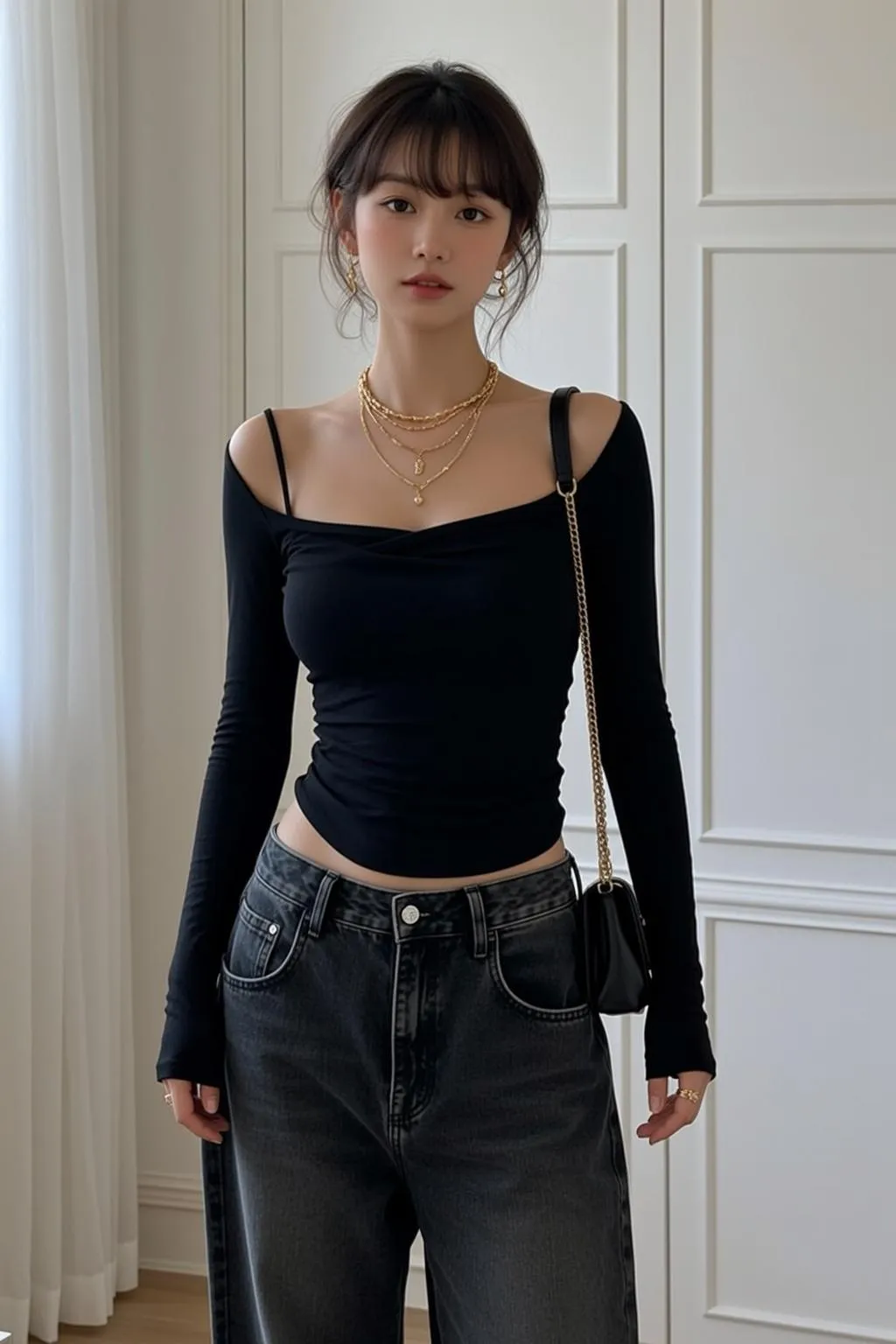 Earrings Necklace And Rings In Fashion Portrait