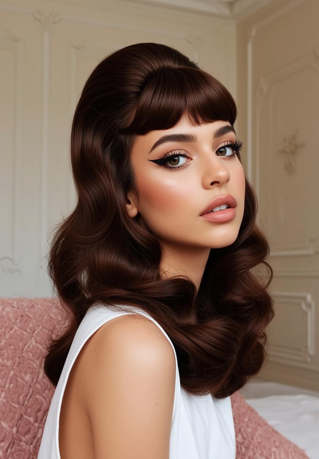 Hair Salon Young Dark Brown Voluminous Styled