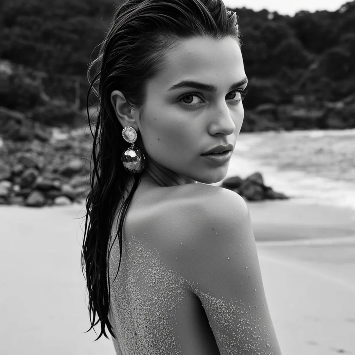 Makeup And Earrings On The Beach