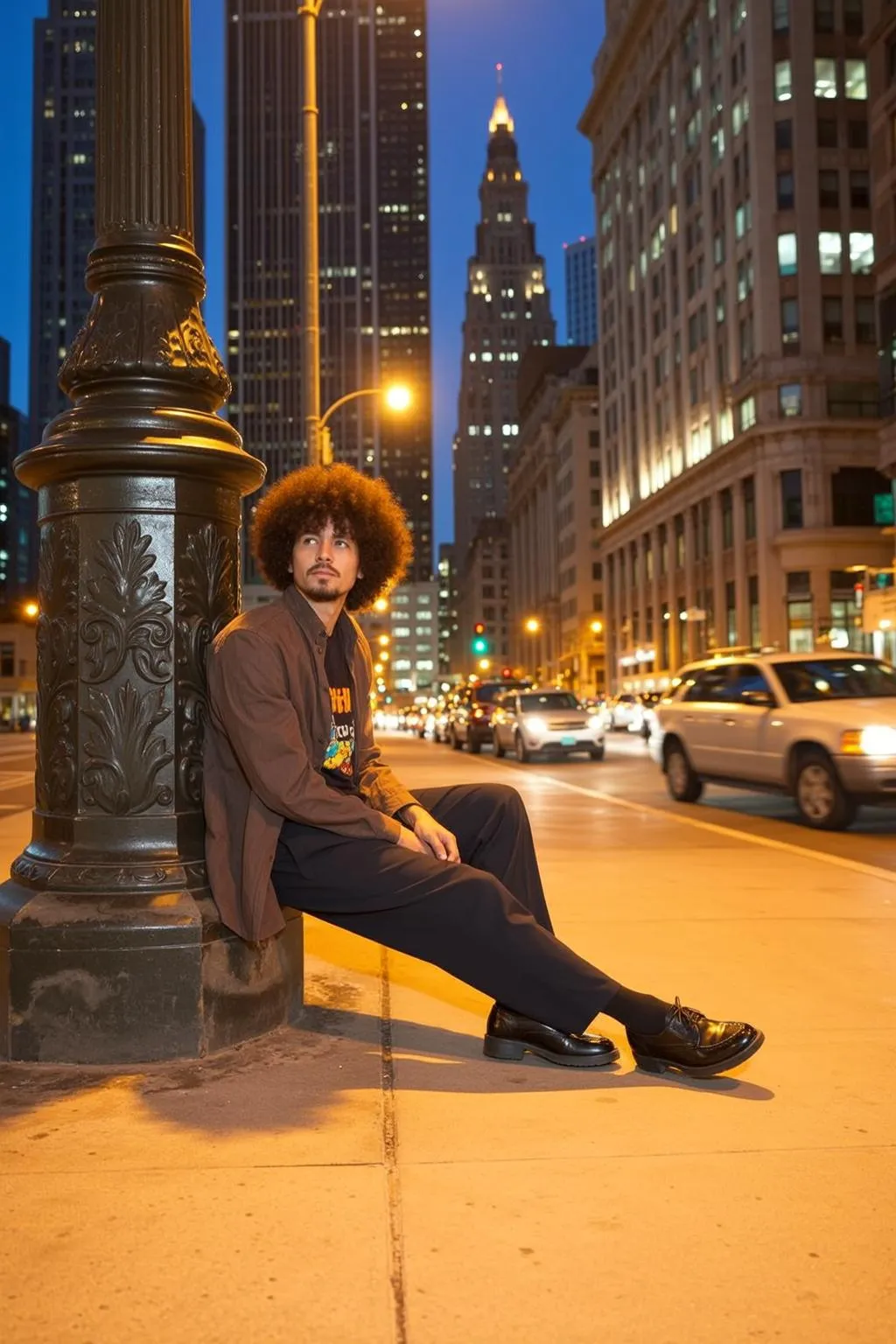 Afro Brown Light Button-up Shirt Graphic T-shirt