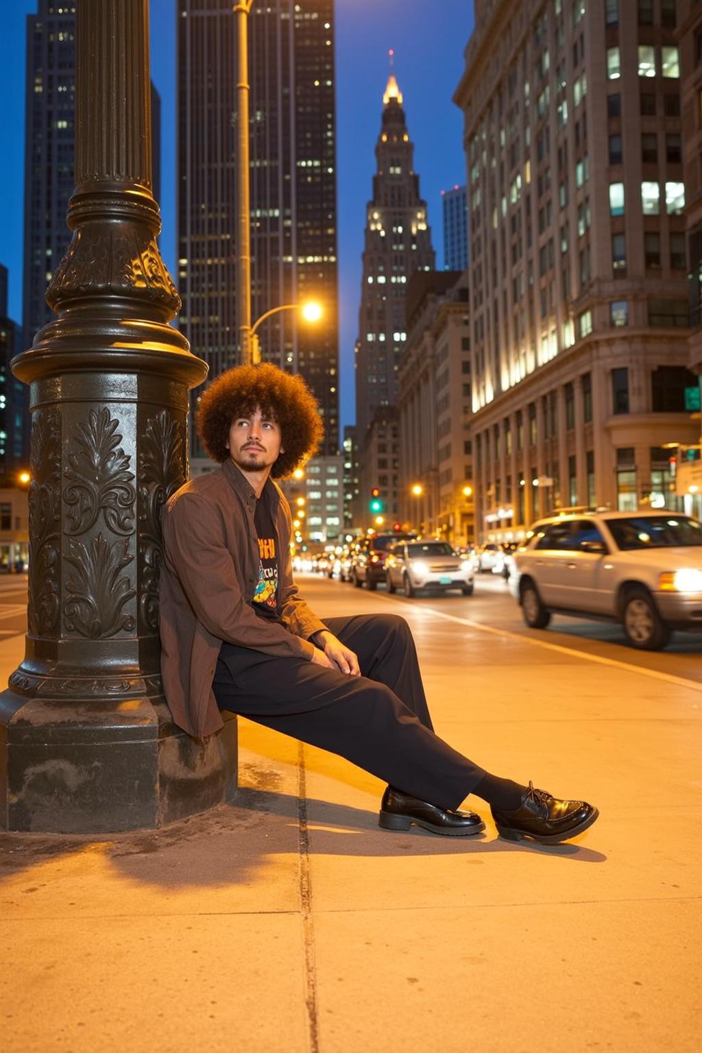 Afro Brown Light Button-up Shirt Graphic T-shirt