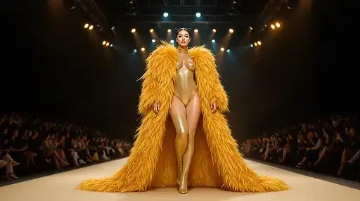 Golden Feathered Fashion Show