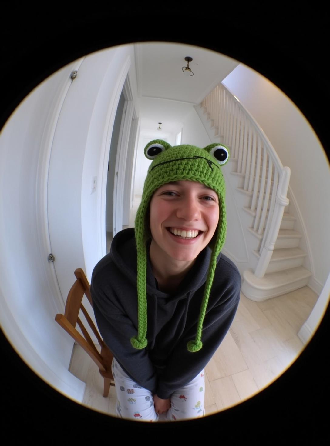 Frog Hat Pajama Pants Smile