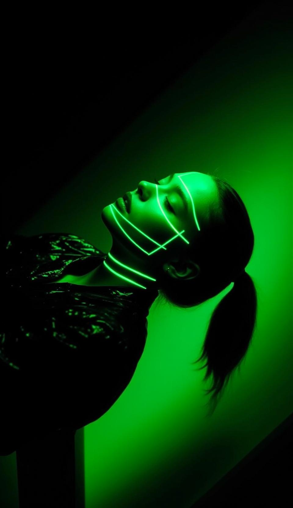 Cyberpunk Woman Green Neon Studio