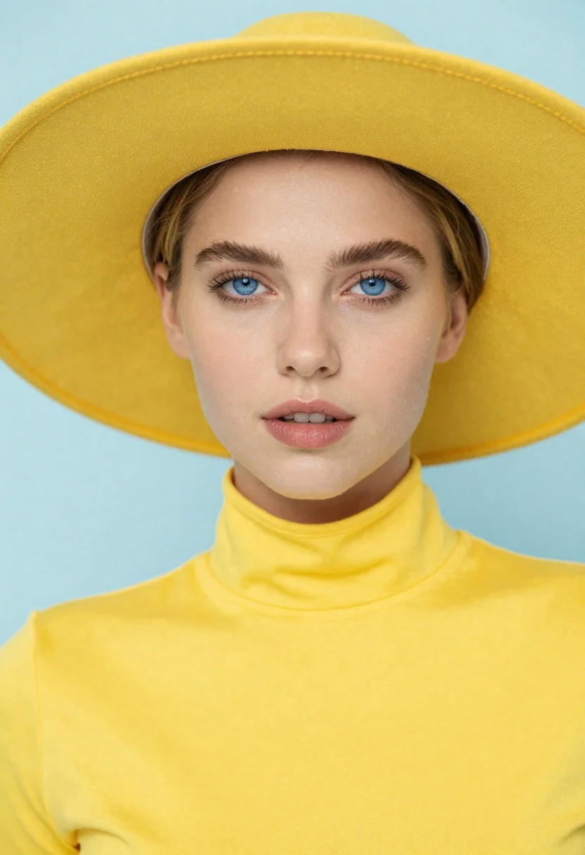 Portrait Woman With Striking Blue Eyes And Flawless Skin Subject reference photo