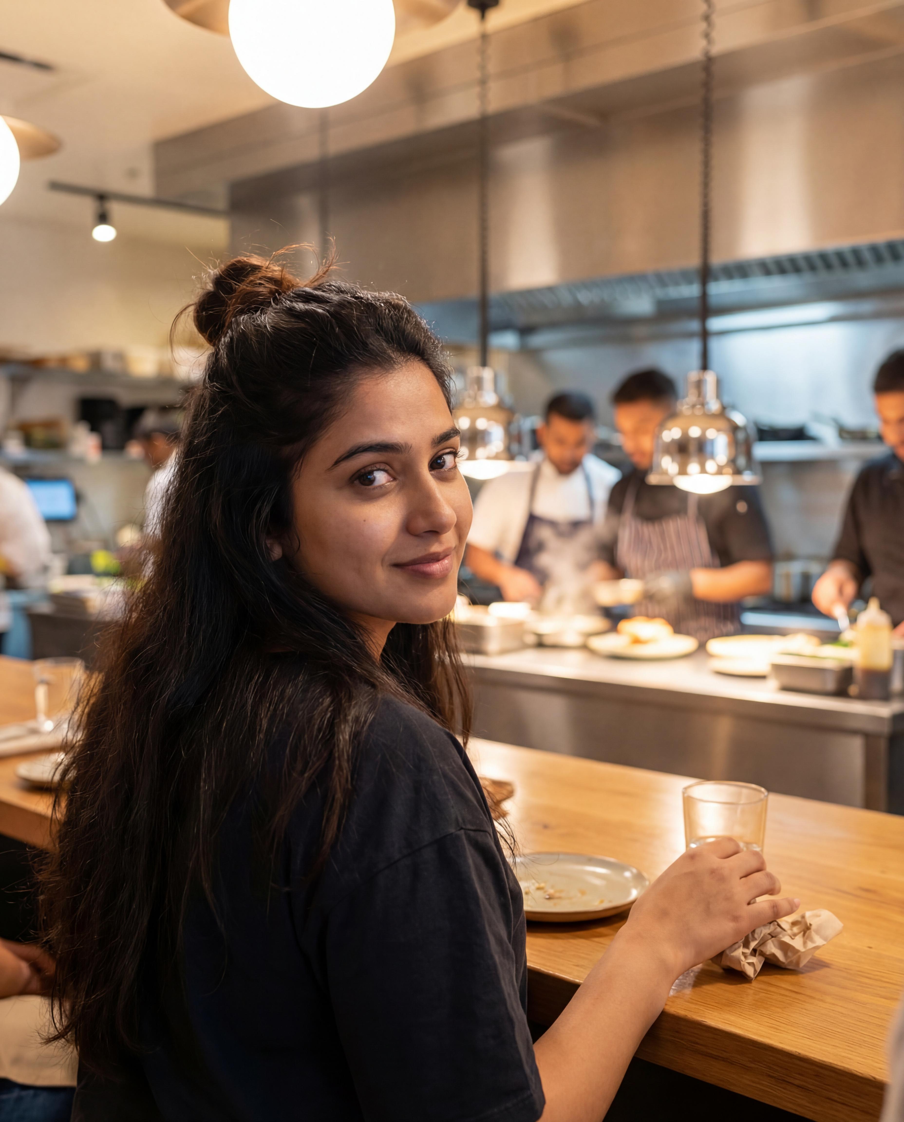Realistic Person Counter Restaurant Kitchen