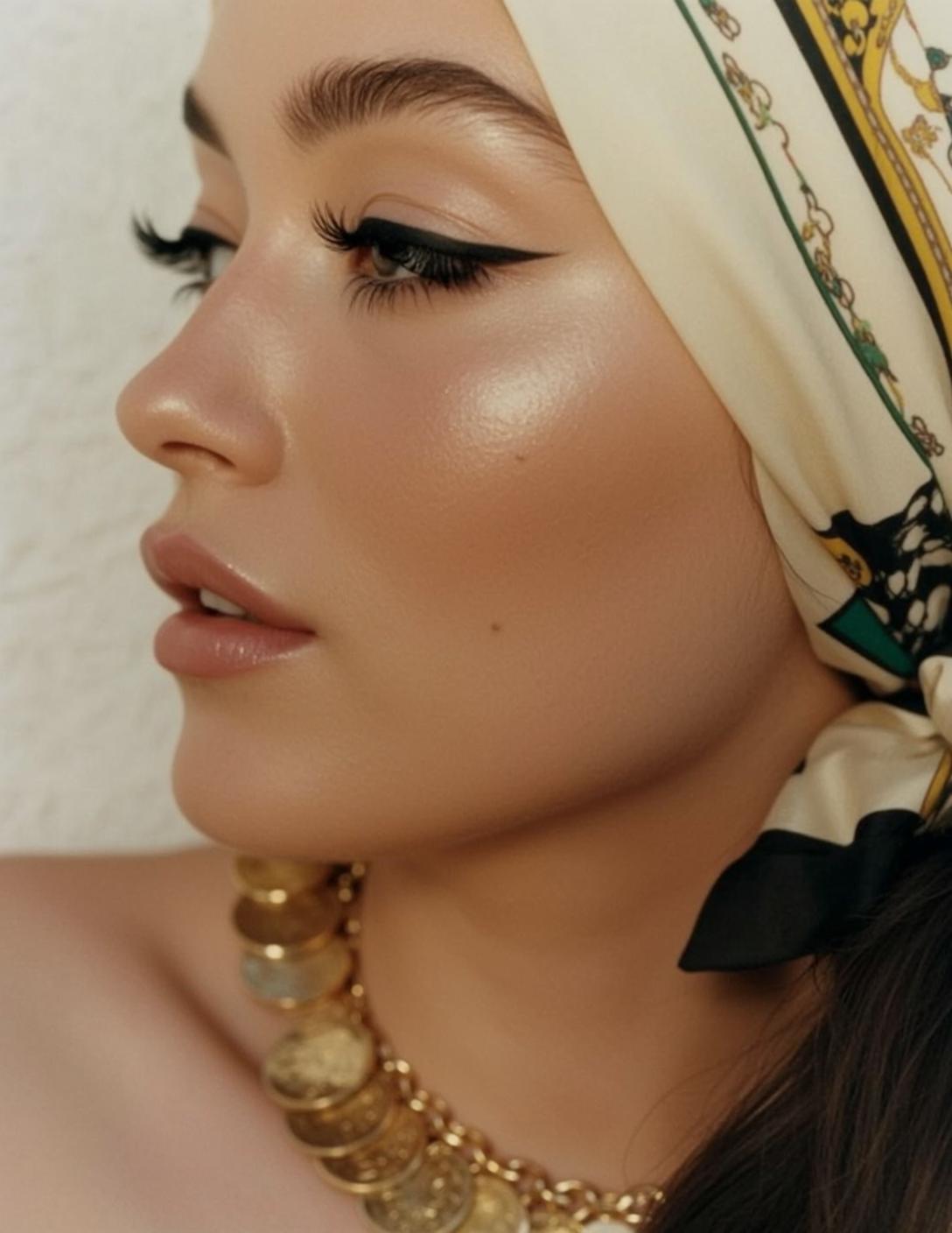 Headscarf Gold Necklace Portrait