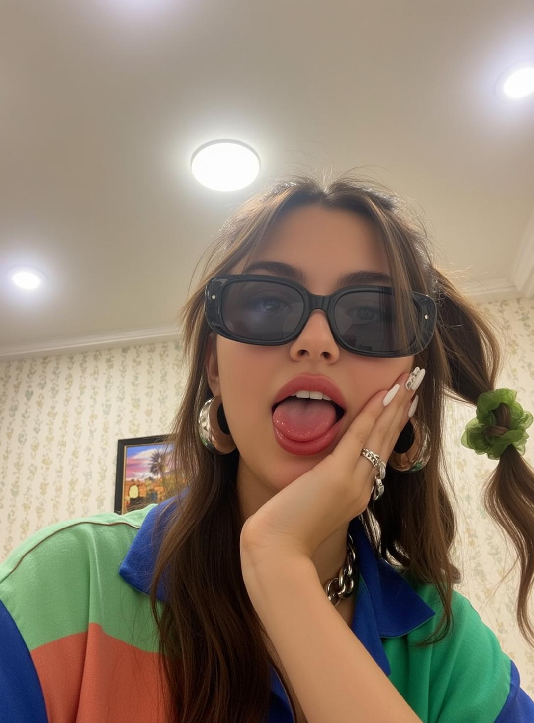 Explore Captured Selfie-style Leaning Her Left Cheek