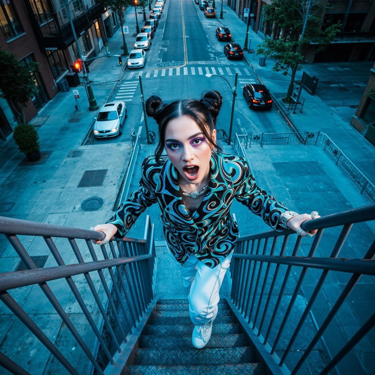 Swirl Blazer City Stairs Fashion