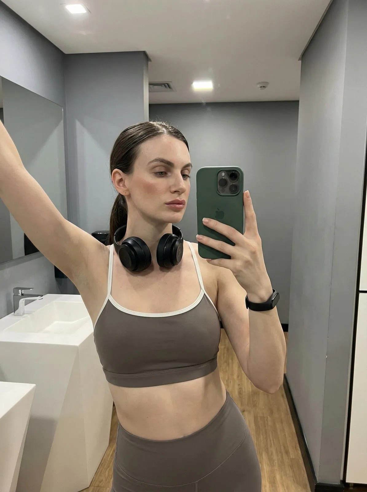 Dressing Room Mirror Selfie Post Workout Casual