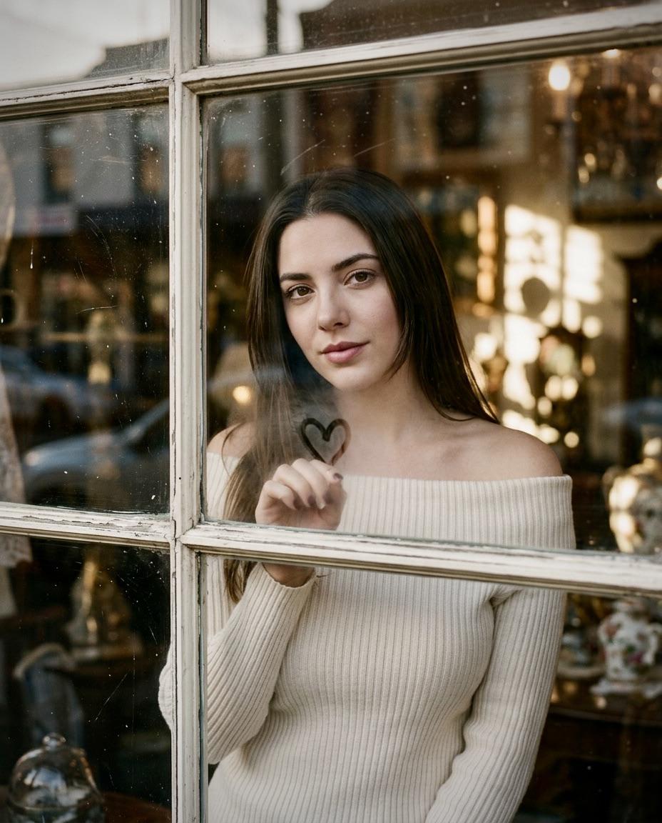 Antique Shop Window Heart Tracing Soft Light