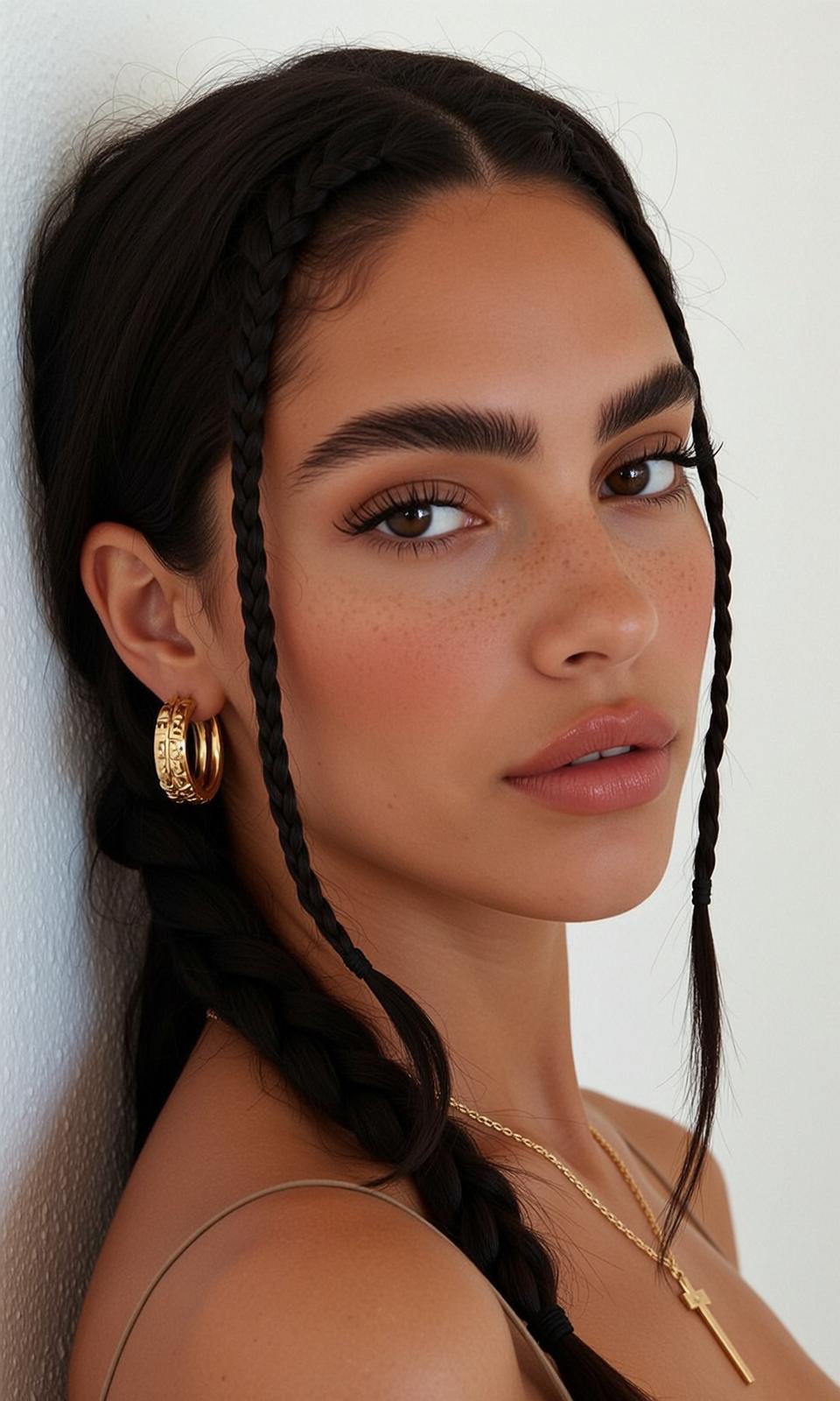Hair Salon Young Long Dark Braided Two