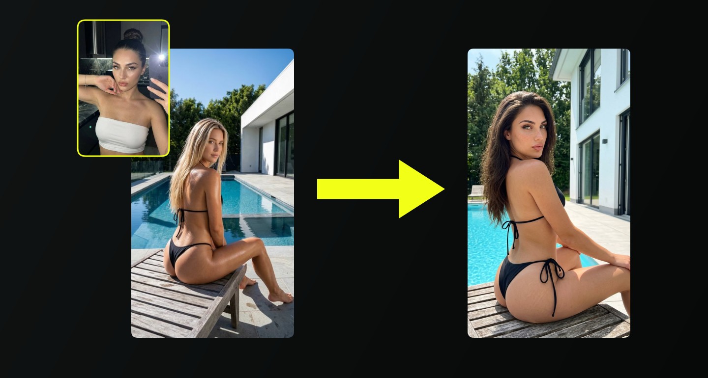 Lily remix walkthrough for Sunny Pool Lounge Chair Black Bikini Looking Over Shoulder