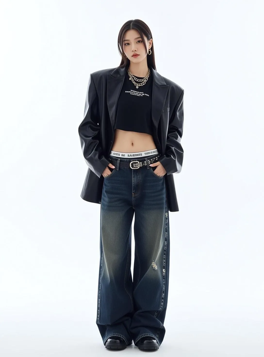 Earrings And Necklace In Blazer Portrait