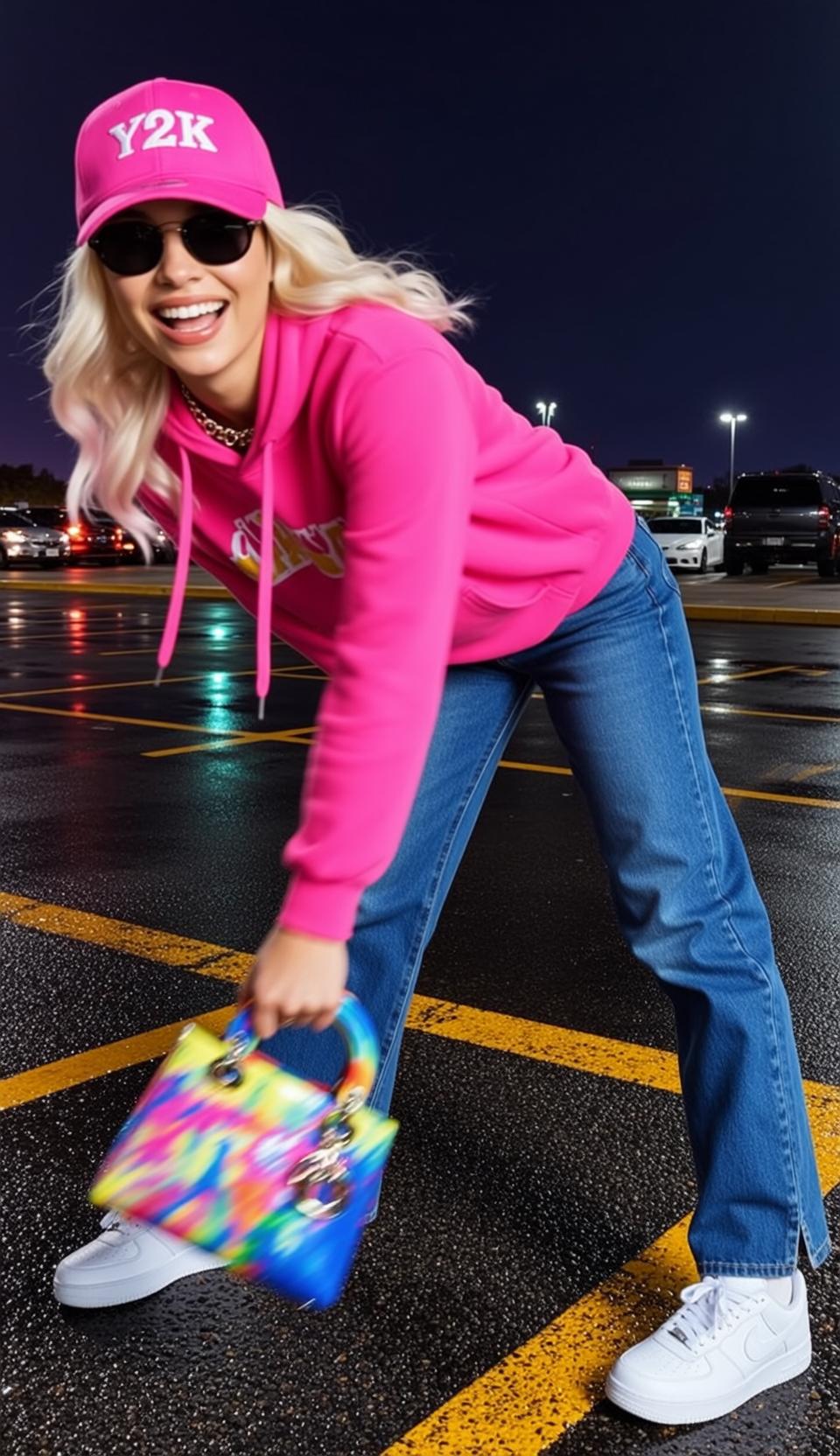 Y2k Young Blonde Wavy Fair Pink Hoodie