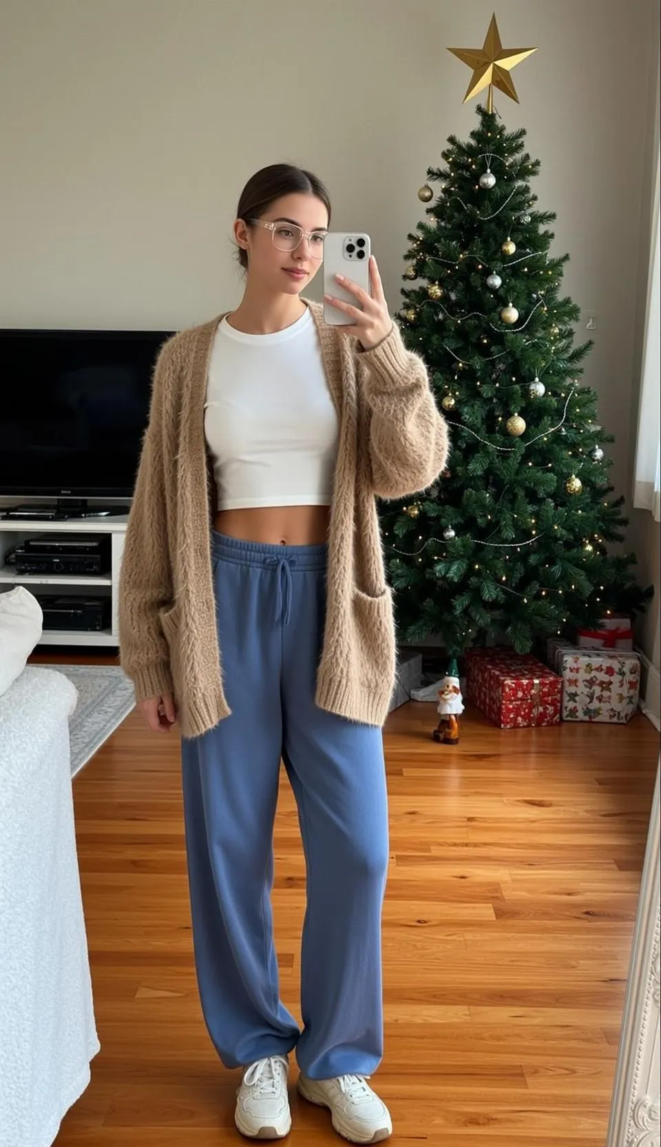 Glasses In White Crop Top Portrait