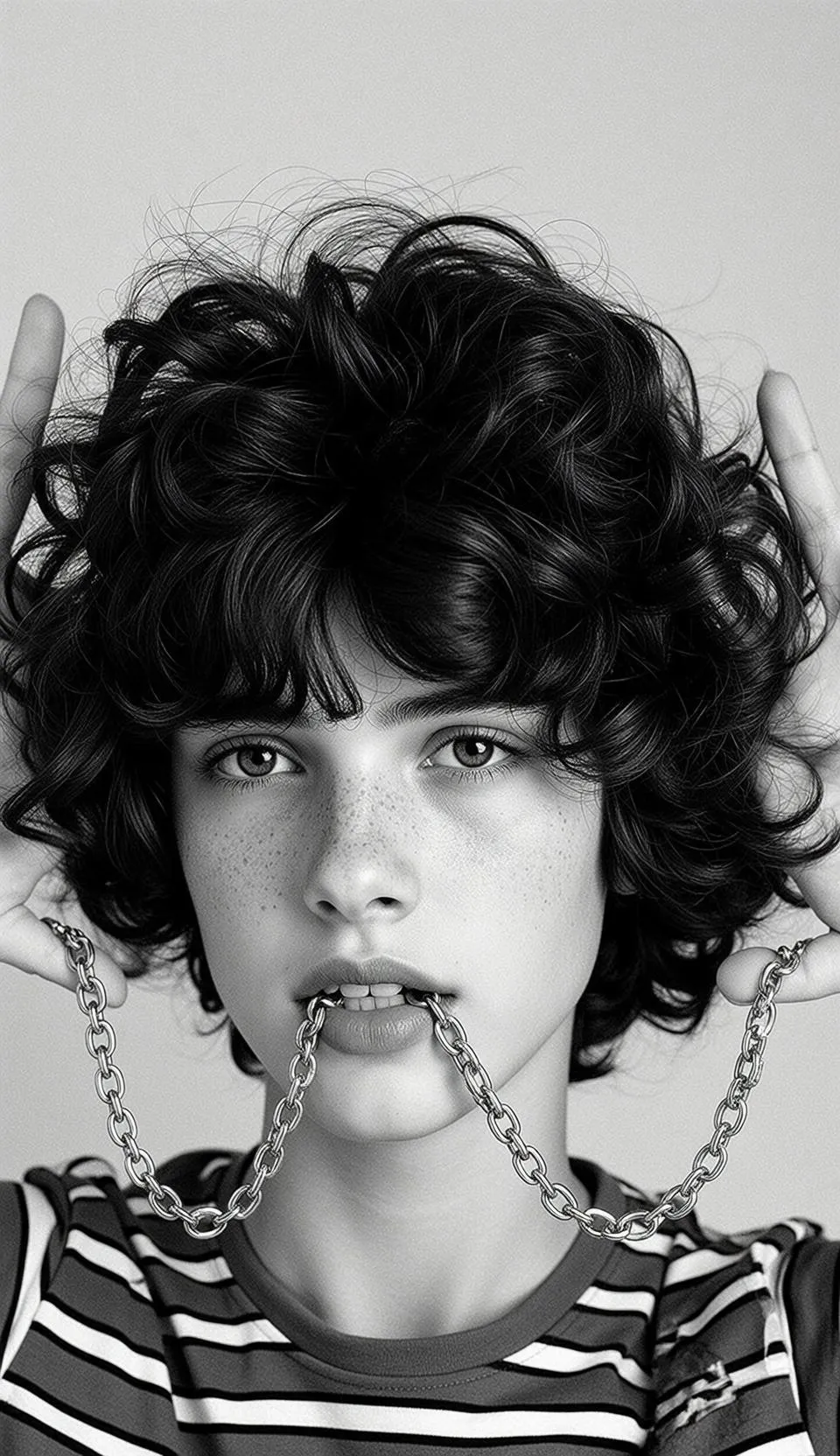 Striped Shirt Chain Studio Pose