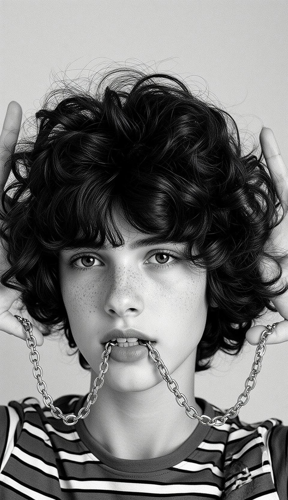 Striped Shirt Chain Studio Pose