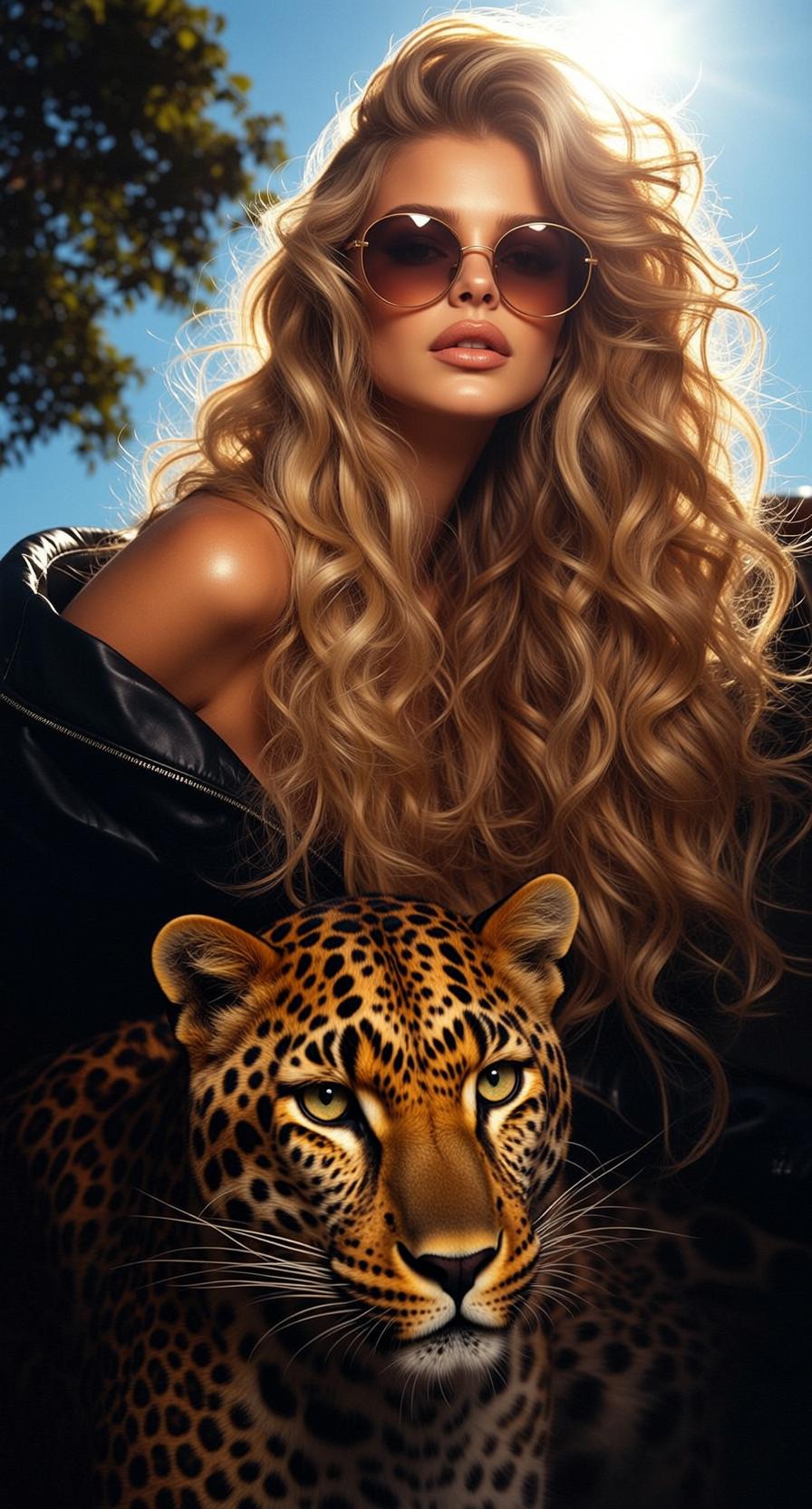 Woman Leopard Sunglasses Bright Sun