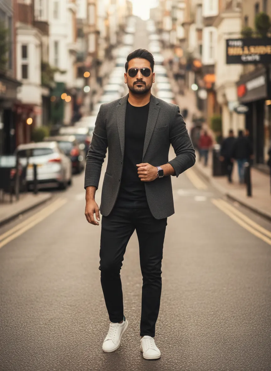 White Sunglasses On A Busy Hill Street
