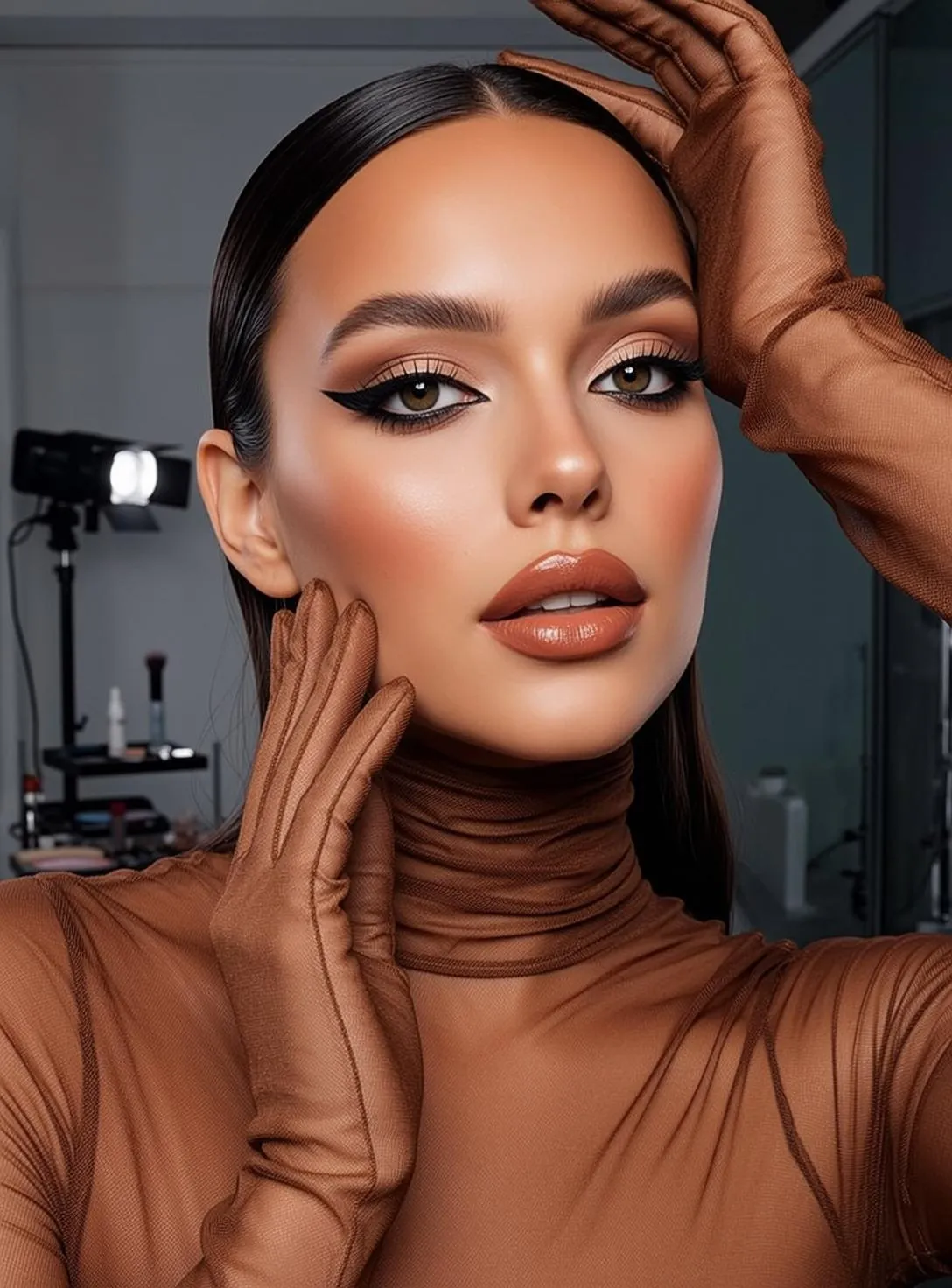 Makeup And False Lashes In Studio Portrait