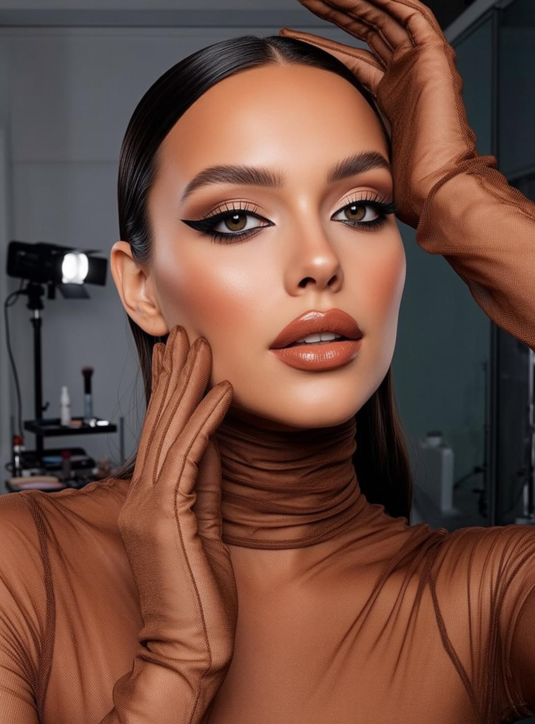 Makeup Captured Close-up Facing Slight Head Tilt