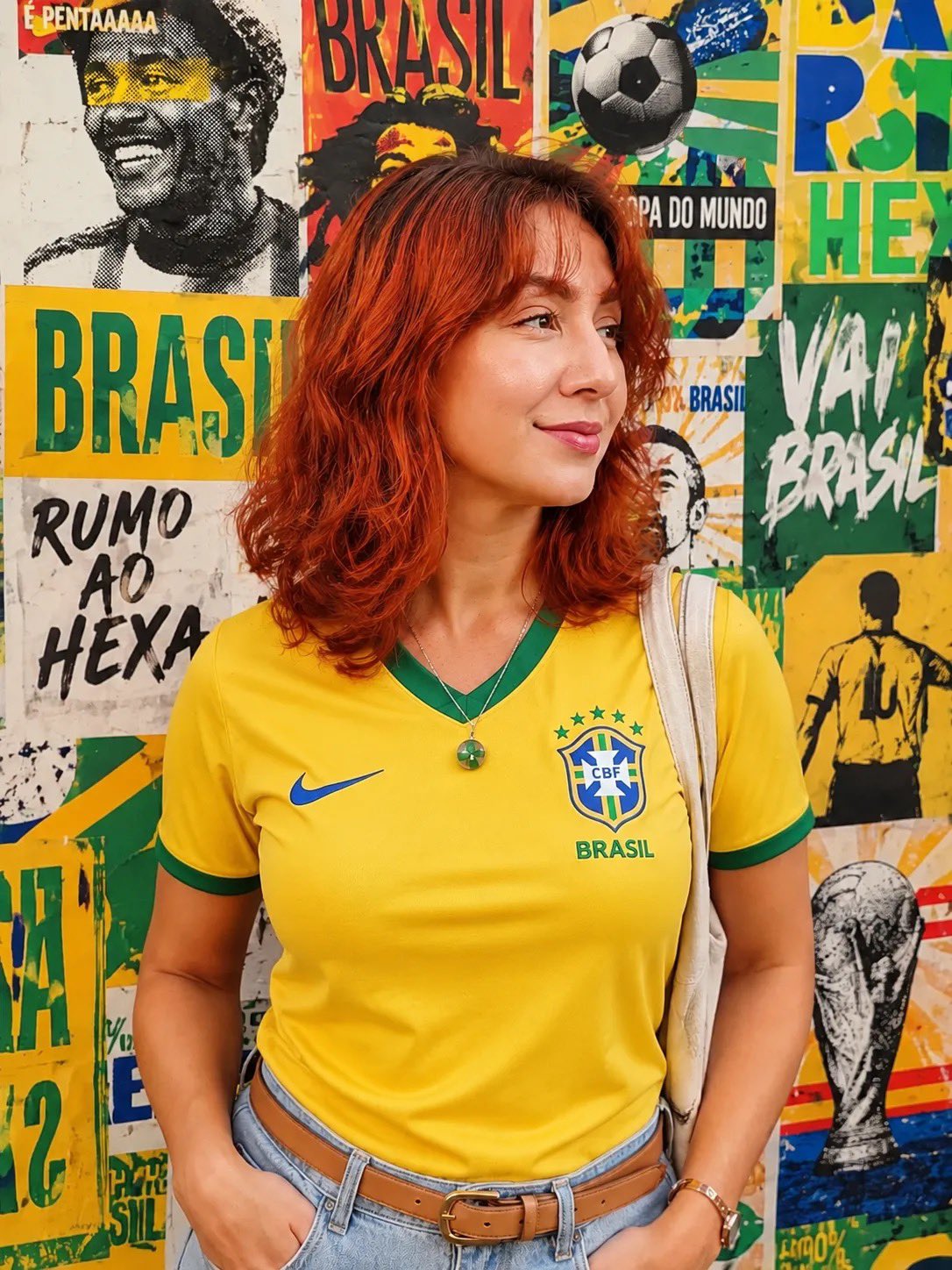 Yellow Brazil Soccer Jersey And Denim Jeans