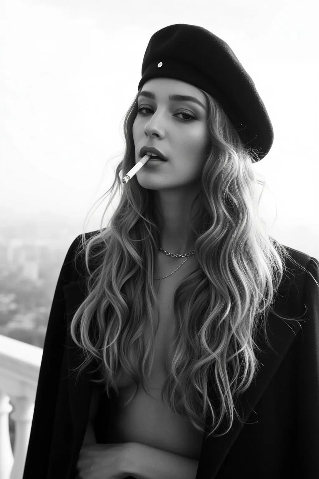 Black White Medium Young Wavy Blonde Hair