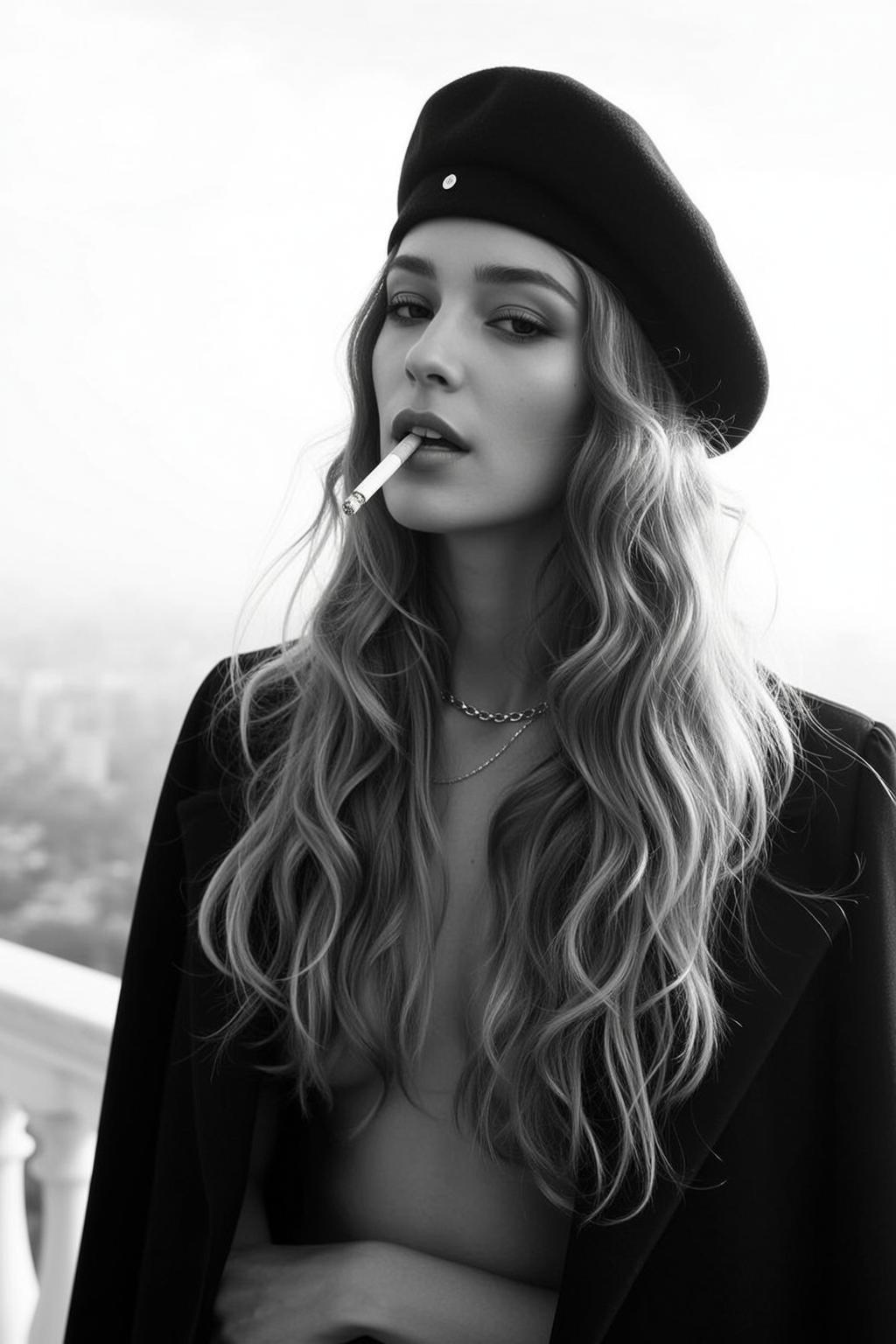 Black White Medium Young Wavy Blonde Hair