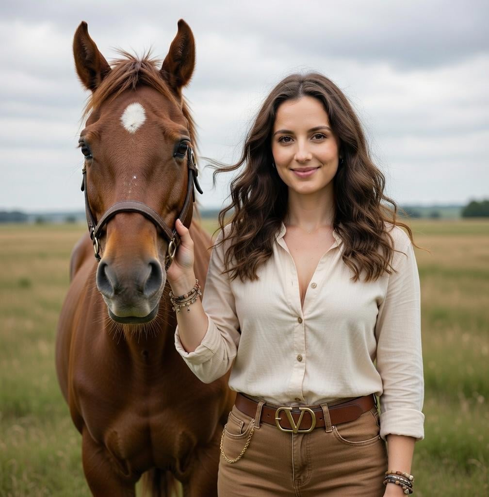 Horse Cinematic Portrait Gold Buckle Belt