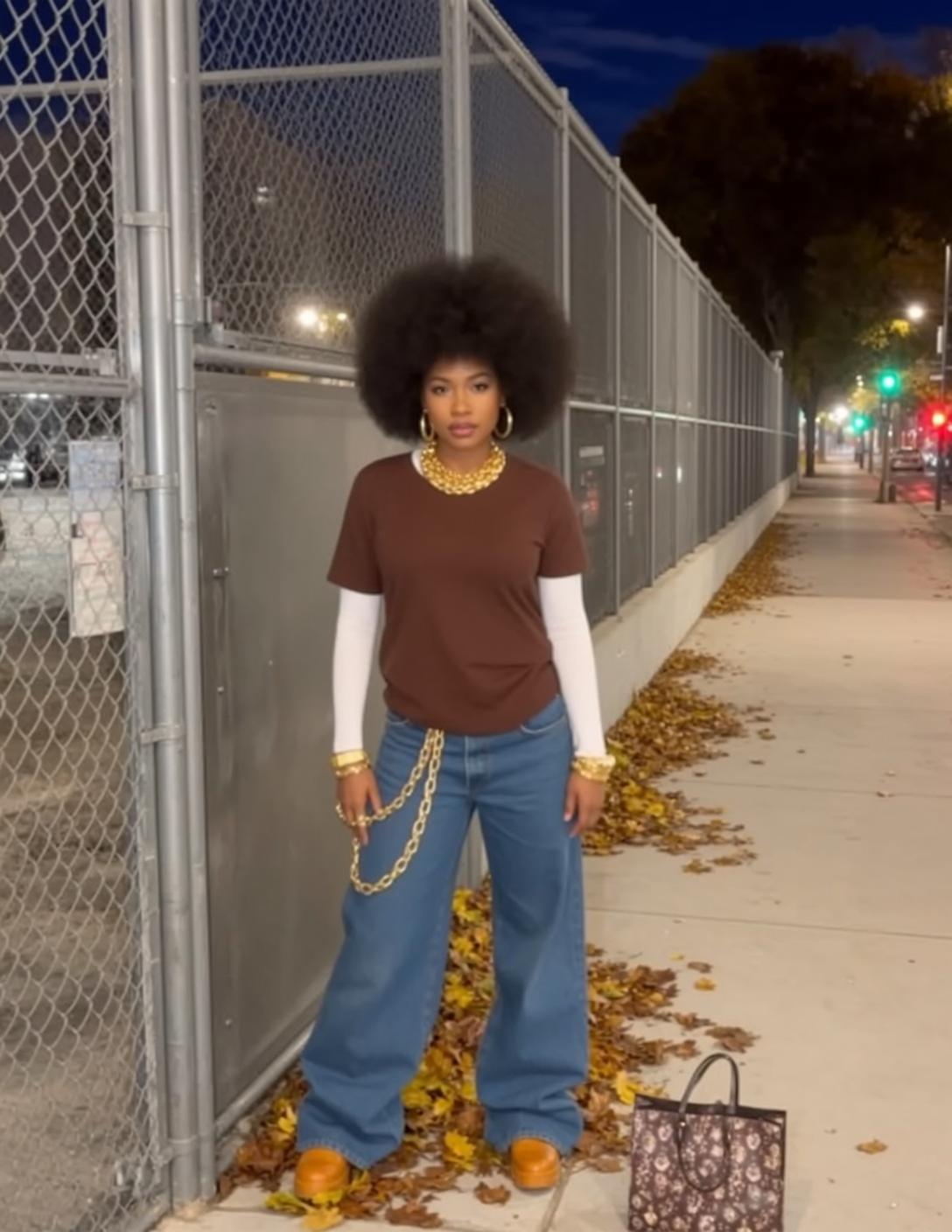 Casual Young Black Large Afro Medium Brown