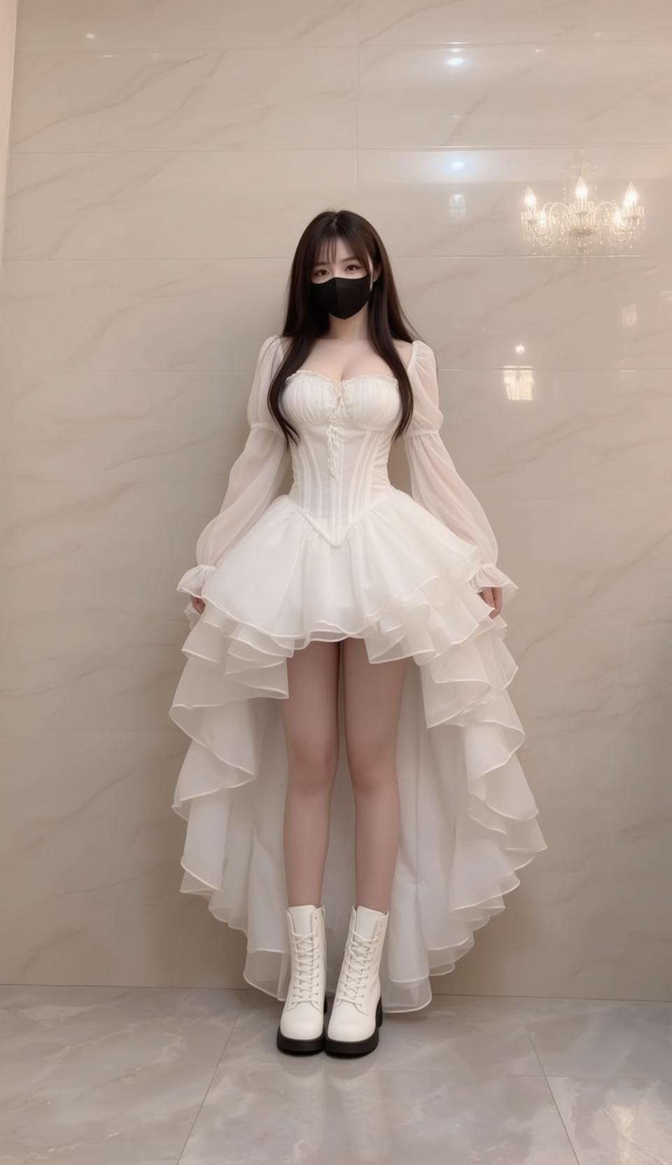 White Corset High Low Skirt