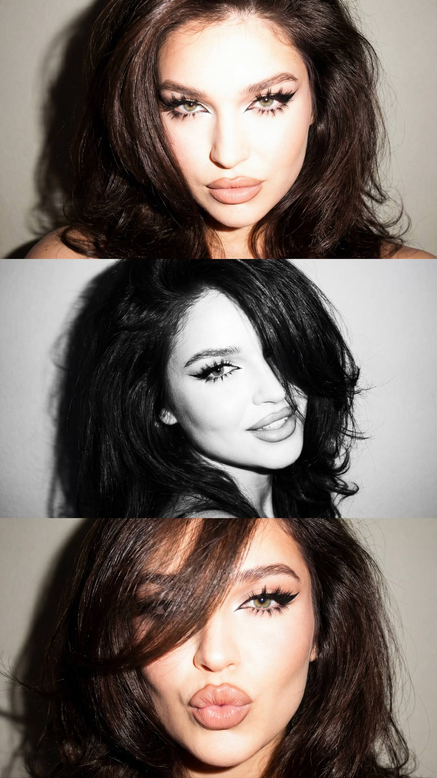 A vibrant Y2K portrait collage with harsh flash shadows and overexposed highlights, showcasing a model in glossy styling.