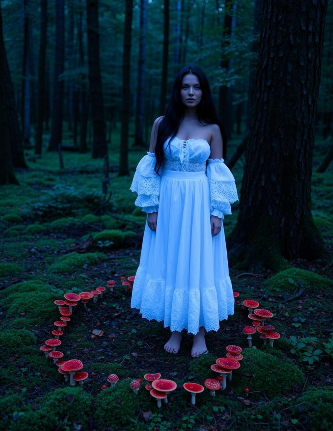Fairycore Young Long Dark Straight Fair Off-the-shoulder