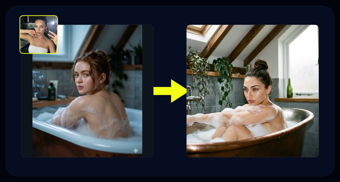 Lily remix walkthrough for Rustic Bathroom Soap Bubbles Woman Looking Back
