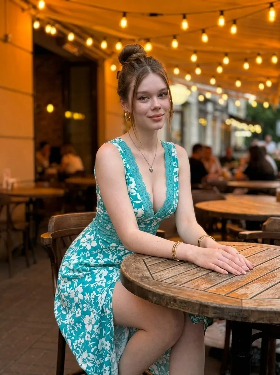 Earrings And Necklace In Cafe Portrait