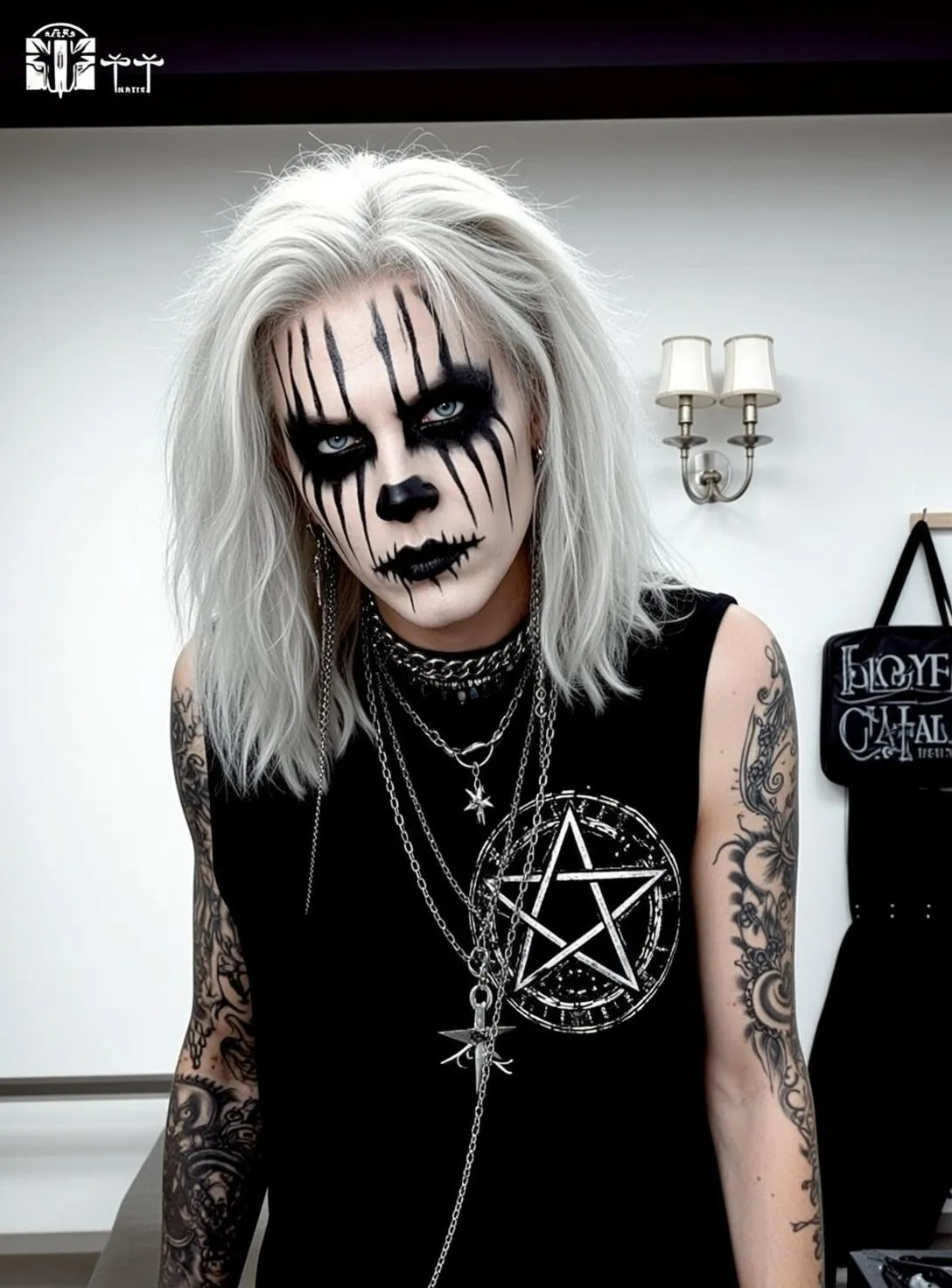 Tattoos Makeup Face Paint Earrings And Necklace In Gothic Portrait