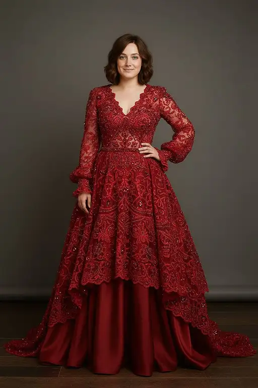 Full Body Image The Uploaded Woman Wearing Red Dress That